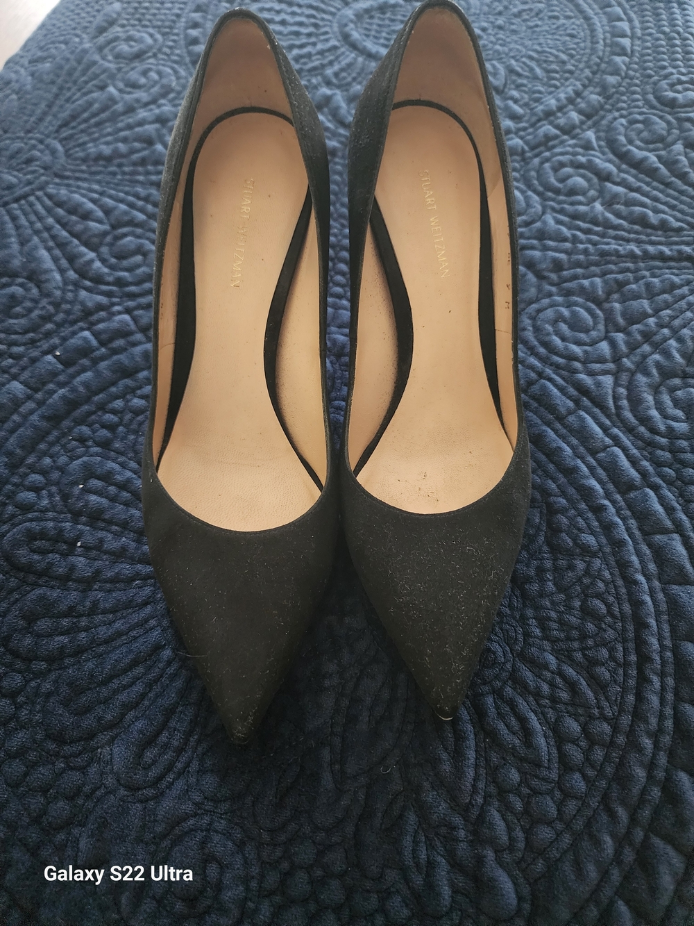 Stuart Weitzman Black Suede Pointed Toe Pumps